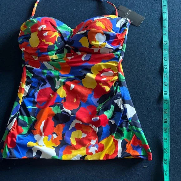 Ralph Lauren flattering floral swimsuit top- pair w/boy shorts or Bikini bottoms